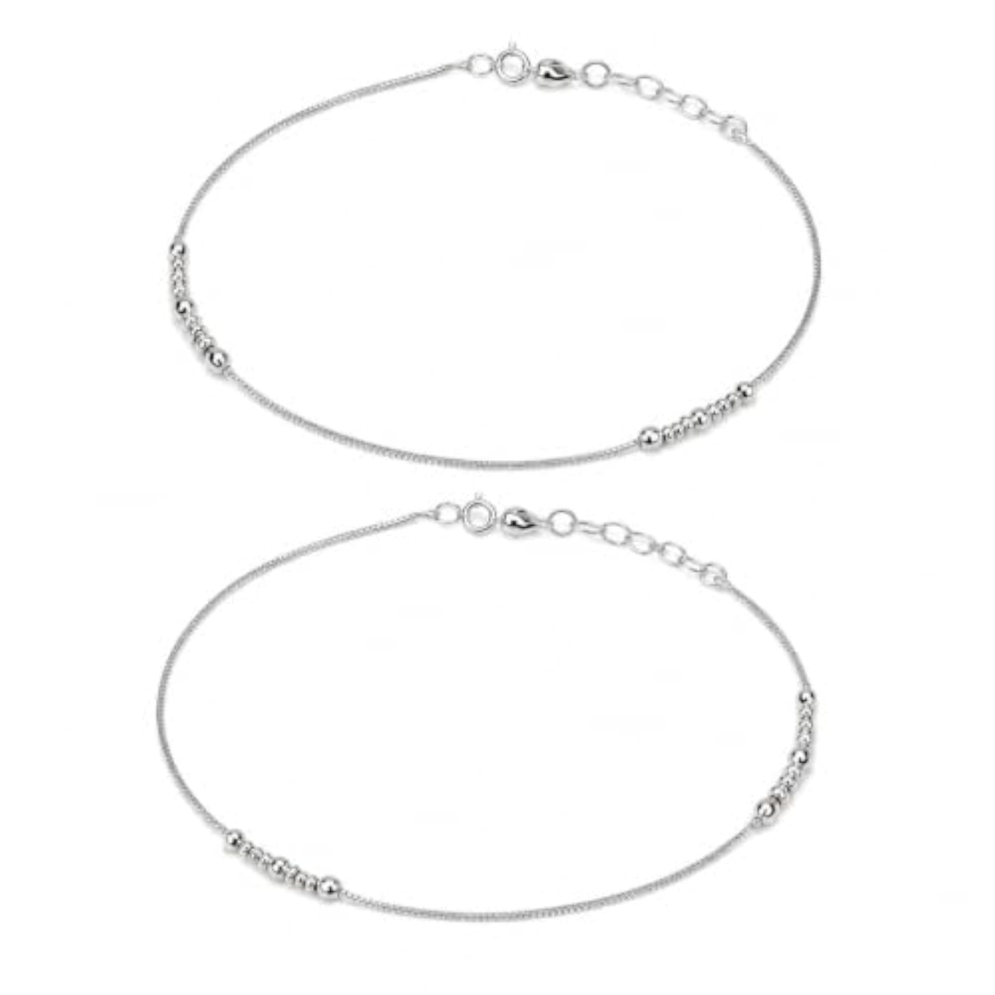Women's 925 Sterling Silver Infinity CZ Charm Anklet